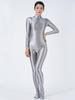 Sexy Women Stain Oil Shiny Elastic Bodysuit Shapping Romper One-Piece Thong Silky Tight Satin Jumpsuits Candy Color Maid Leotard
