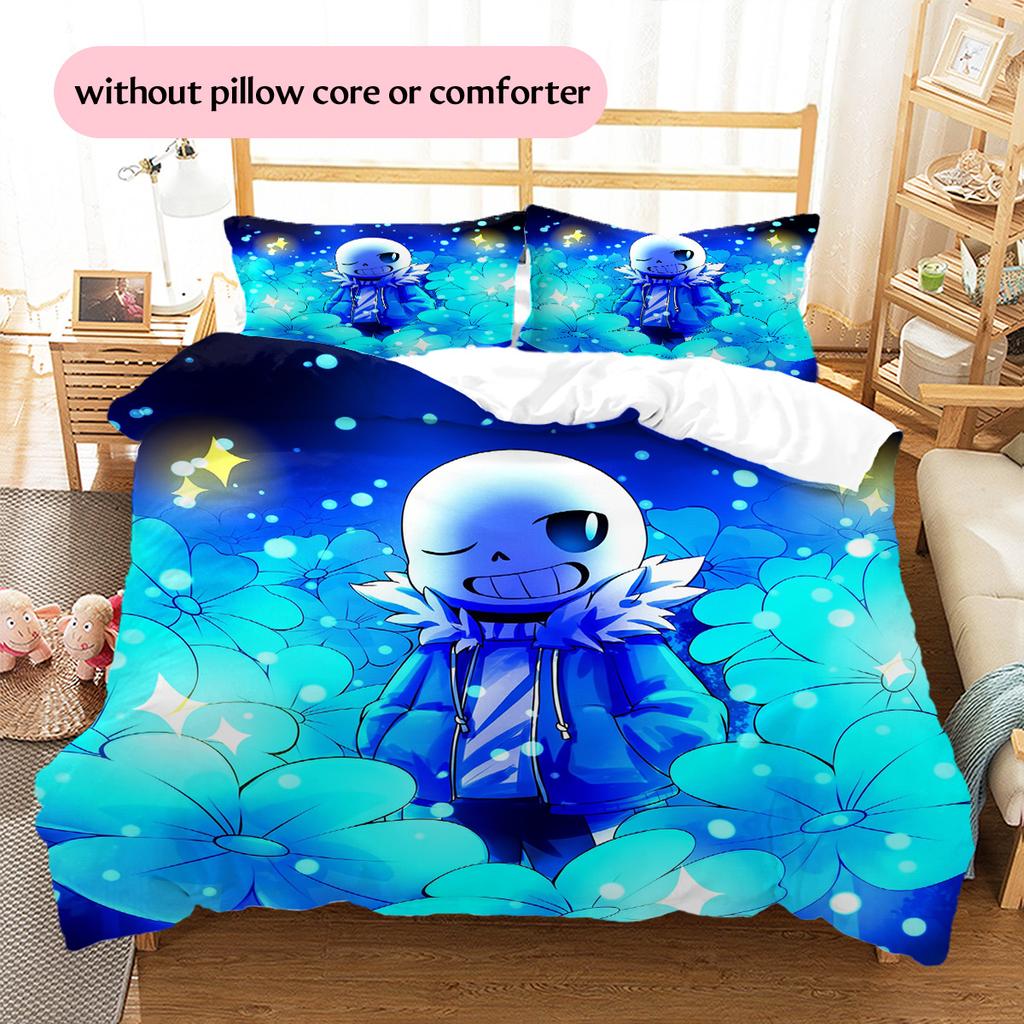 Sans  Pattern Bedding Quilt Set  Home Decoration  Gift (1 * duvet cover + 2 * pillowcase  without core)