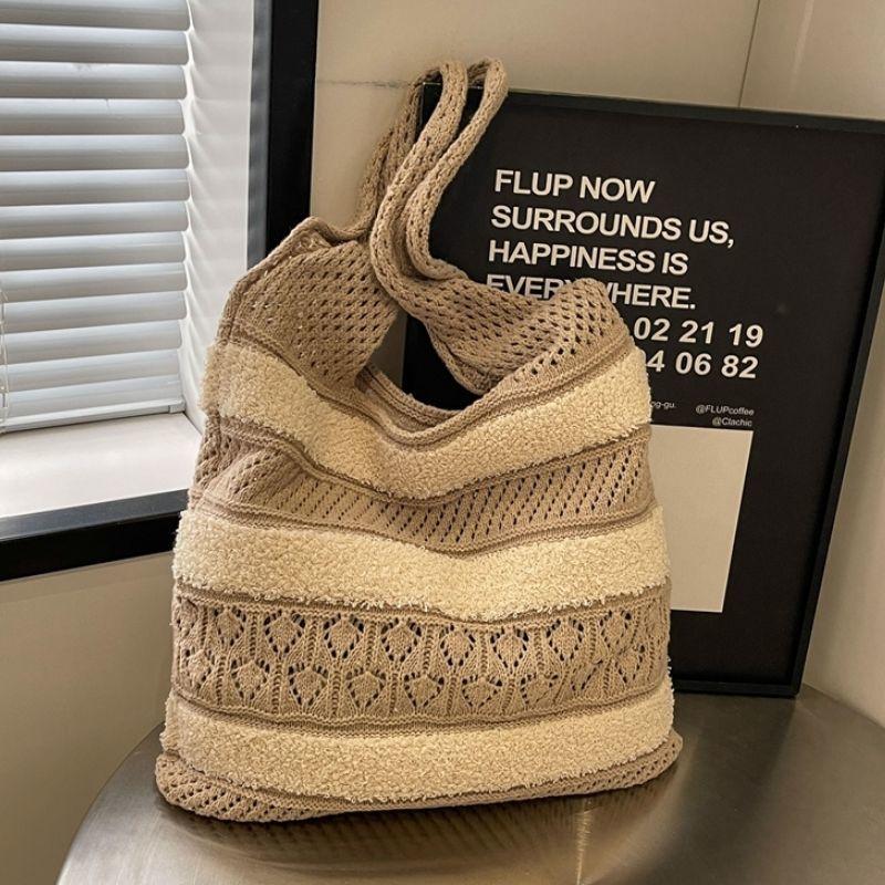 Woven Beach Straw Tote Bag - Versatile Large Capacity Vacation Shoulder Hollow Out Beach Bag