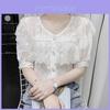 Summer Fashion Lace Ruffle Sleeveless Blouse With 3d Pattern For Casual Women