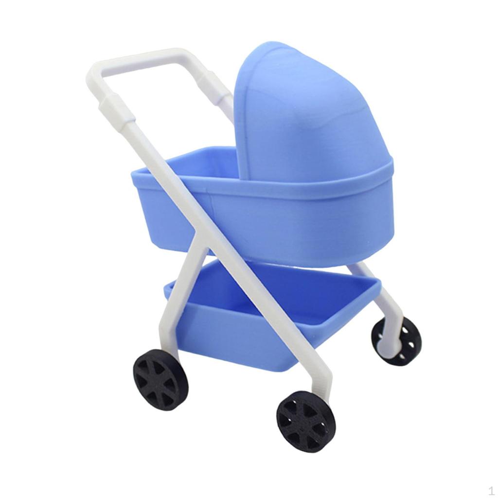 1/12 Scale Dollhouse Carriage Toy Dolls Crib Trolly Cart