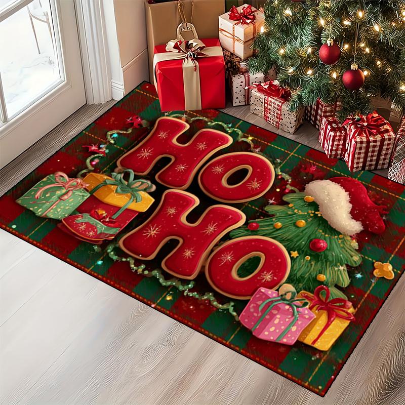 1pc Holiday Welcome Christmas Doormat, Indoor Floor Mat, Decorative Rug, Creative Doormat, Entryway Themed Floor Mat, Home Decor, Non-Slip Floor Mat,