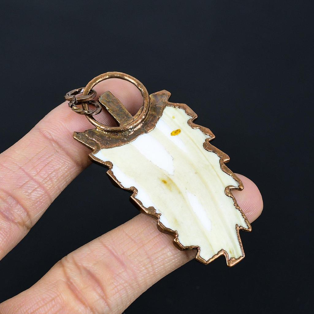 Carved White Coral & Ruby Jewelry, Copper Electroformed Pendant Handmade Gemstone Jewelry, Gifts For Wife Brand New Pendant