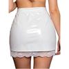 Γυναικεία Γυαλιστερό Δέρμα PU Bodycon Μίνι Φούστα Σχισμένη Άκρη Wet Look Επένδυση Δαντέλα με Φλοράλ Σχέδιο Ψηλόμεση Φούστα σε Επίπεδα