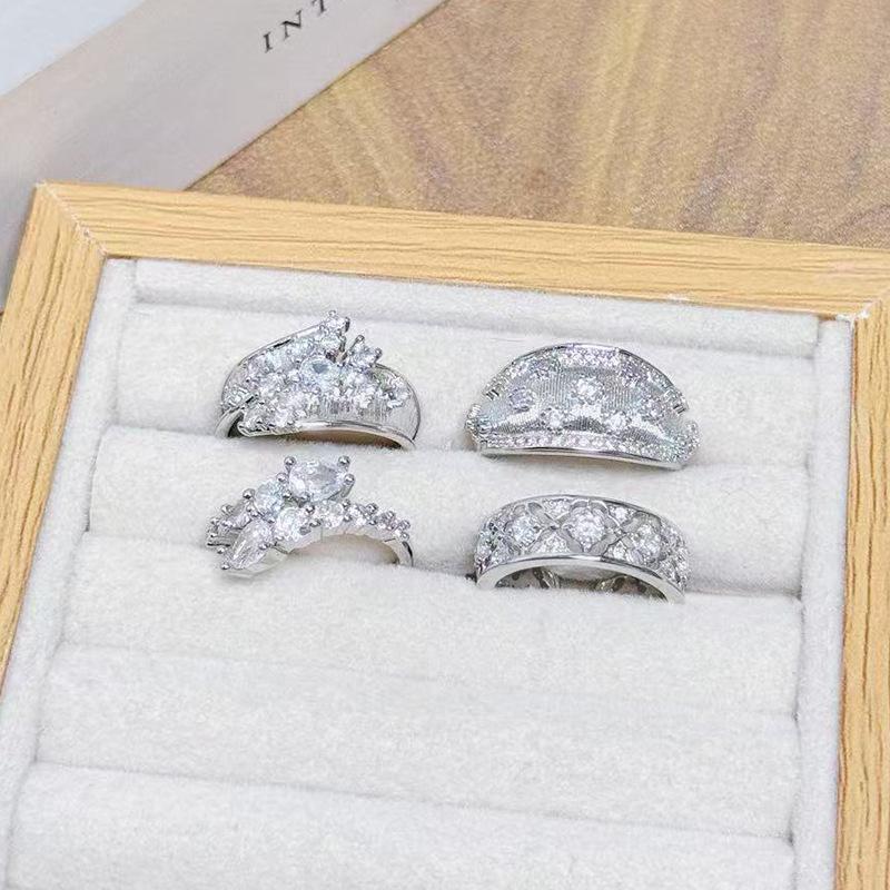 Lace Lace Super Fairy Zircon Cross Ring Light Luxury Niche High Sense Exquisite Stacking Temperament Ring Woman