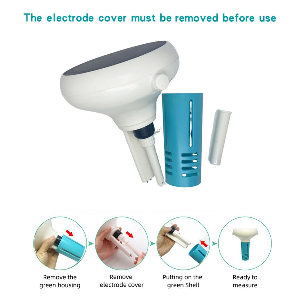 Intelligent Chlorin Meter 7-IN-1 PH/ORP/EC/TDS/Salt/Temp/CL Solar Powered Swimming Pool Water Tester for Swimming Pool