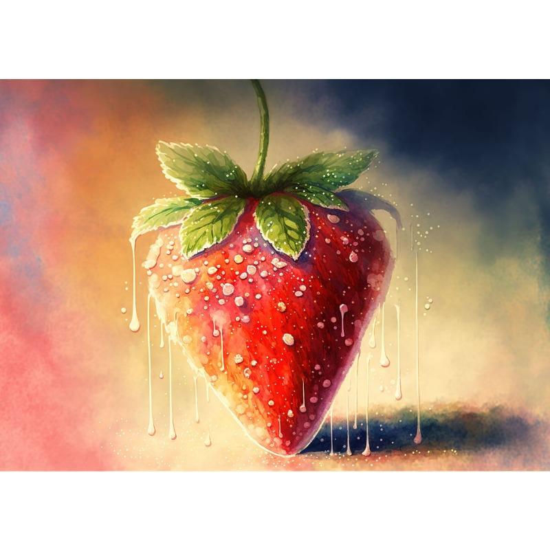 Strawberry Fruit Poster Abstract Red Strawberries Juice Canvas Painting Wall Art for Kitchen Orchard Living Room Home Decor