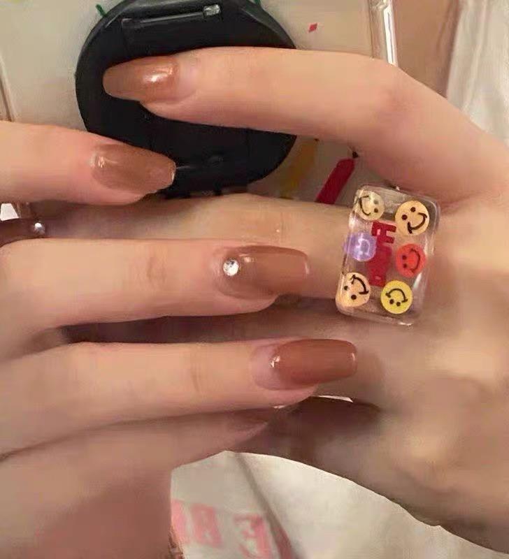 HangZhi 2020 Nuovo Anello Unico Giapponese con Strass Colorati Chunky in Plastica Acrilica Trasparente per Donne Ragazze Gioielli da Festa