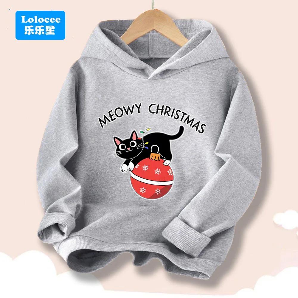 Neuer Herbst/Winter Katzenprint Kinder Langarm Sport Hoodie Street Style Oberteil für ältere Kinder MSD2
