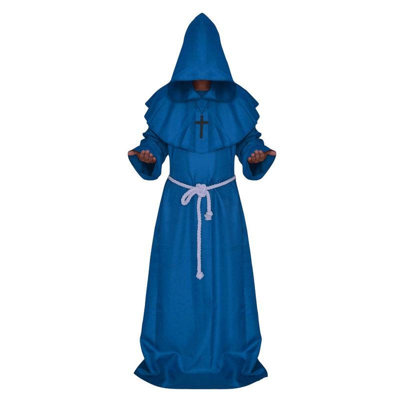 Mittelalterliches Mönchskostüm Zauberer Priester Cosplay Kostüm Neues Halloween Sensenmann Robe Cosplay Rollenspiel Kostüm