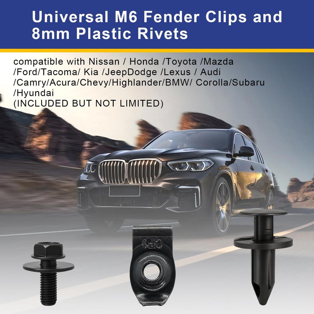 45PCS Universal Automotive Clip - Fender Clips, Fender Liner Clips, Engine Splash Guard Bolts, Splash Shield Guard Under Car Bolts - Compatible With