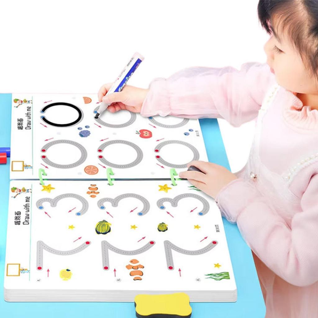 136Page Children  Drawing Toy Pen Control Training Color Shape Math  Game Set Toddler Learning Educational Toy 1ml