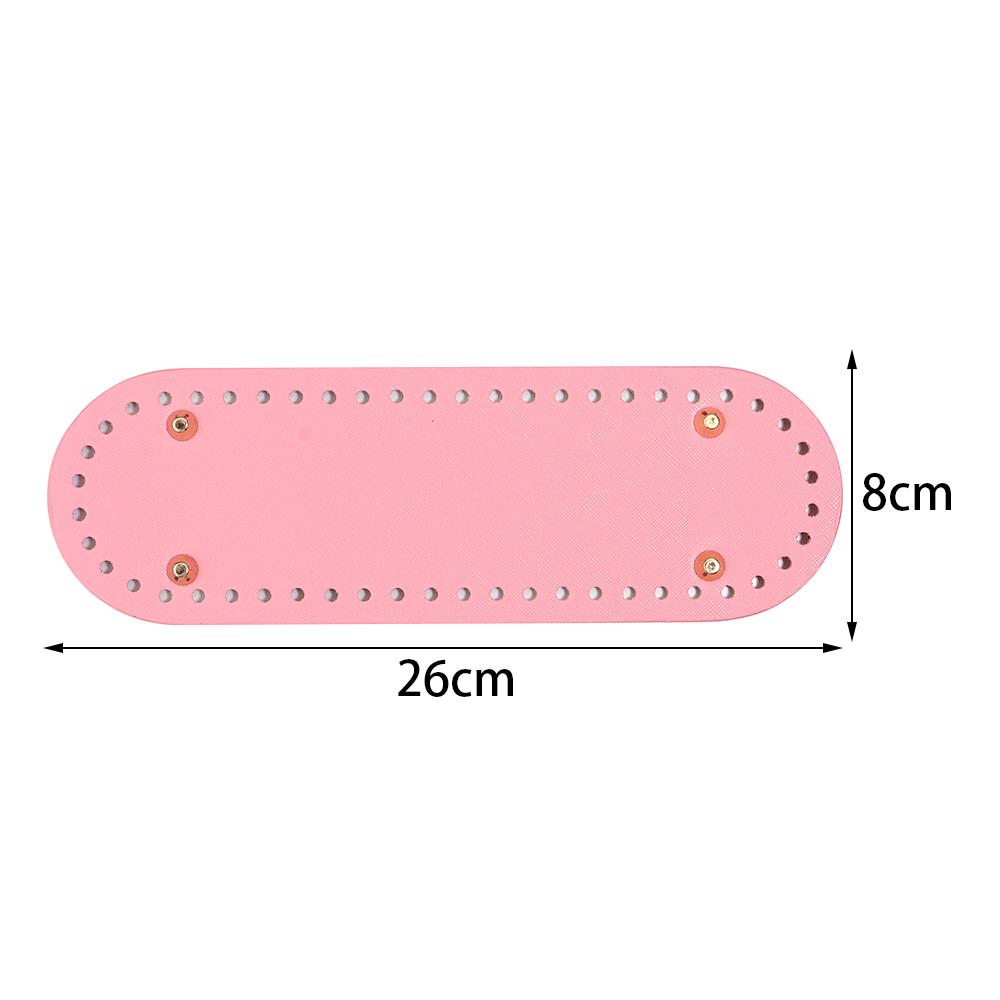Pink Oval Round Bottom Long PU leather Bag Base With Holes For DIY Handmade Knitted Crochet Bags Universal Bottom Accessories