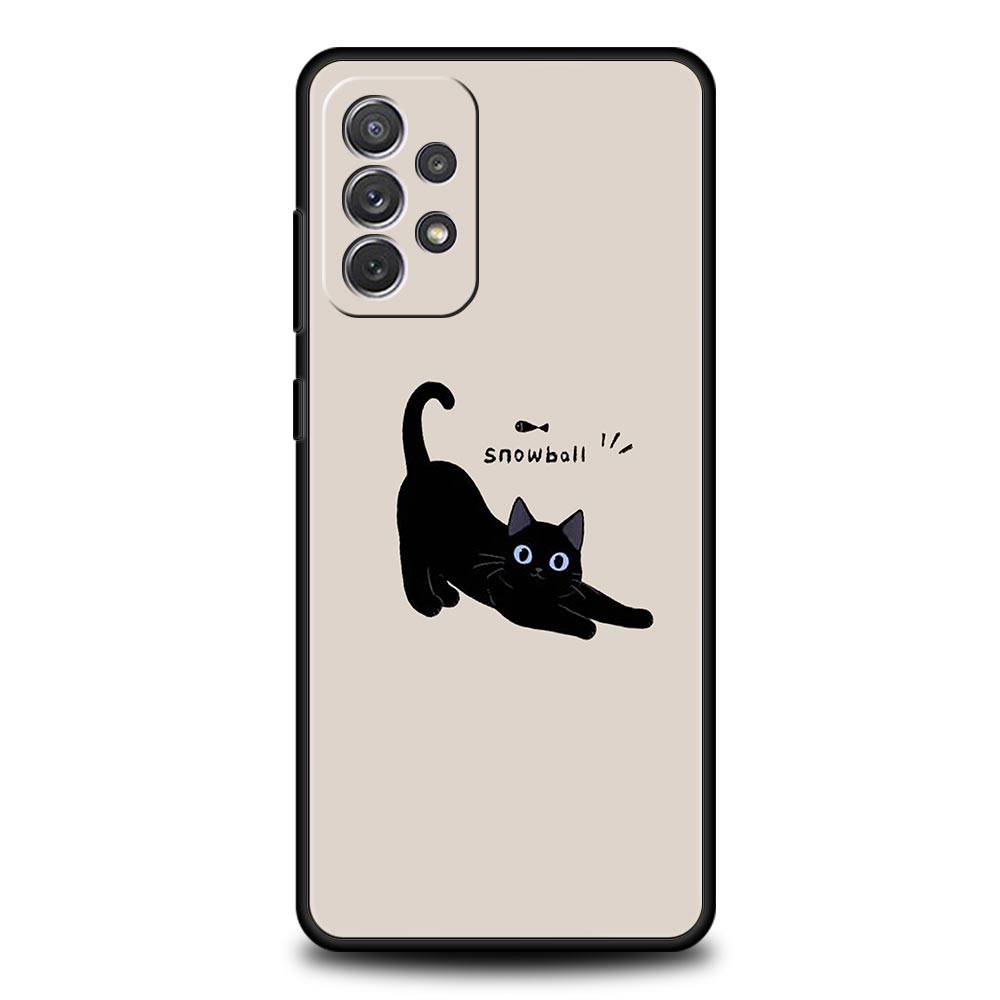 Funny Black Cat Case for Samsung A57 A37 A51 A71 A21S A17 A11 A15 A25 A31 A41 A23 A33 A53 A73 A07 A05S A13 A35 A55 5G Cover