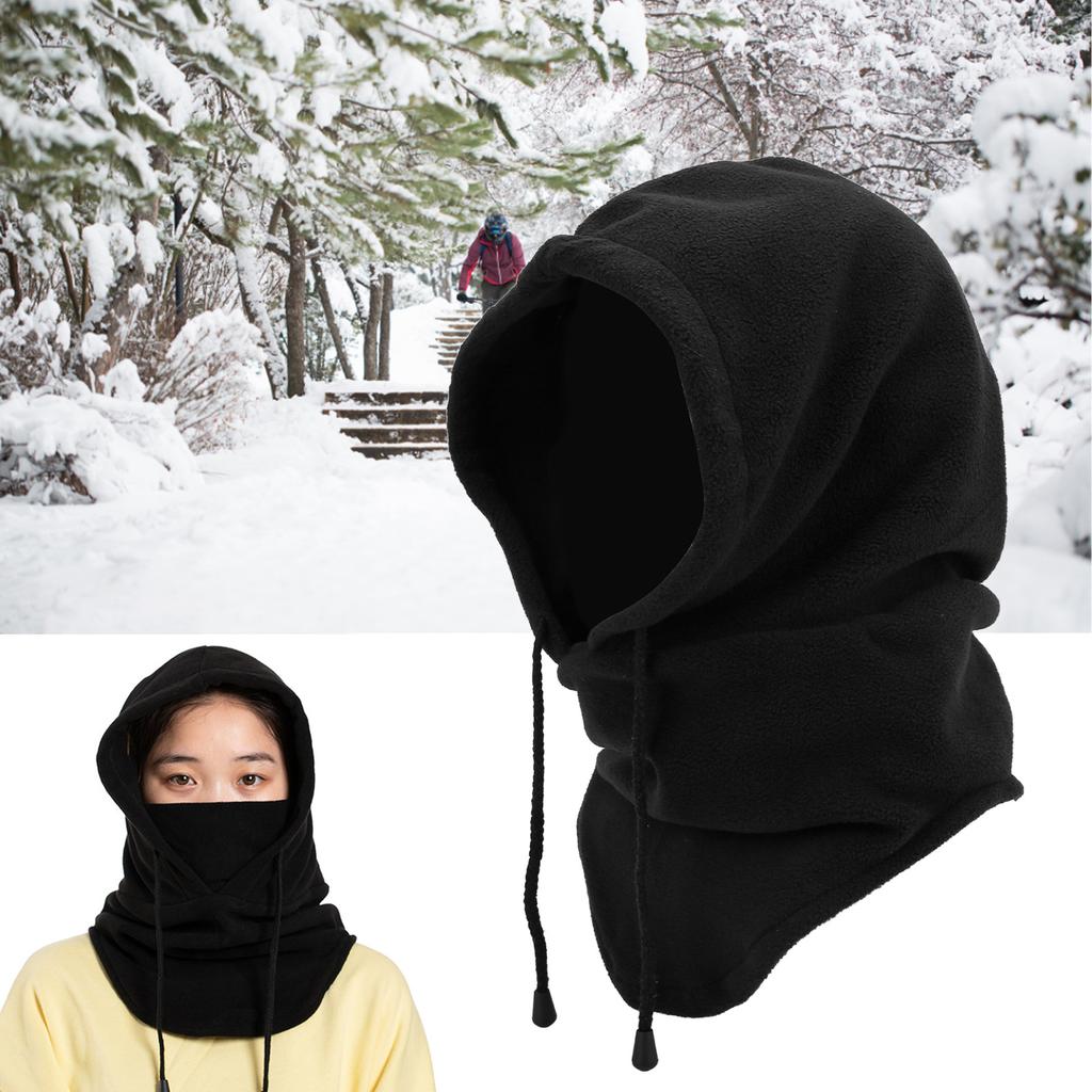 Trapper Winter Cap Thermo Winter Windproof Riding Hoods Snowboarding Head Cover with Facial Shield Neckerchief Black
