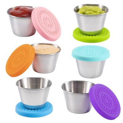 Saladedressing Container Roestvrij Staal 2,5 Oz Kleine Kruidencontainer met Deksels Lekdicht voor Kinderen Lunchboxen