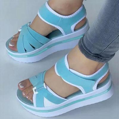 Damen Sandalen Mix Farbe Keilabsatz Sandalen Sommer Schuhe Frau Absatzsandalen Plateau Sommer Schuhe Damen Blockschuhe