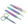 4pcs Nail Art Tweezers Stainless Steel Straight Curved Tweezers Nail Scissors Tools Set