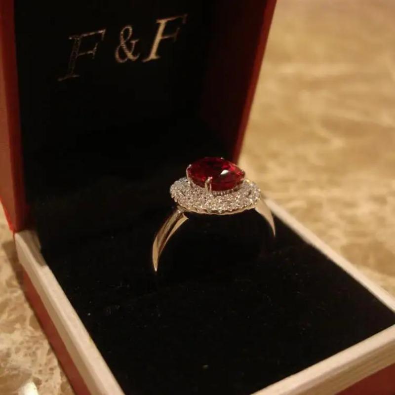 Designer Original Diamond Ruby Adjustable Engagement Rings For Women Retro Light Luxury Charm Ladies   Jewelry