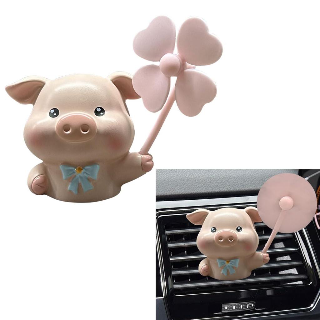 Cute Pig Car Vent Clip, Rotating Windmill Aroma Outlet Clip, Animal