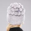 Fluffy Winter Real Fur Hat Natural Rex Rabbit Fur Warm Cap Ladies Knitted 100% Geunine Fur Hats