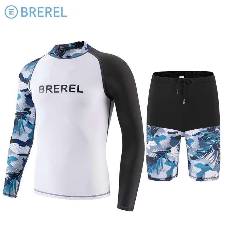 Mens Long Sleeve Rash Guard UV Protection Quick Dry Swimwear Snorkeling Surfing Diving Pool Spa