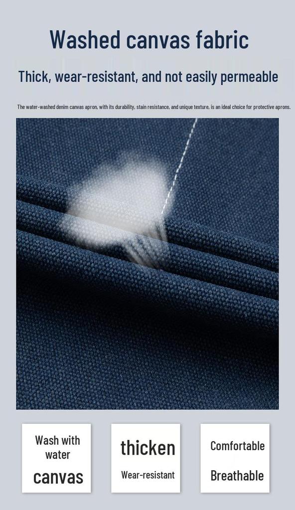 Custom Logo Denim Apron for Coffee Shops & Nail Salons - Thick Canvas Workwear