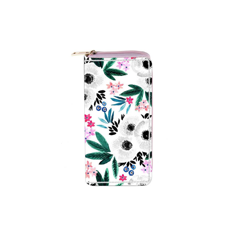 Ethnic Style Small Floral Long Zipper Wallet Flower Clutch Bag
