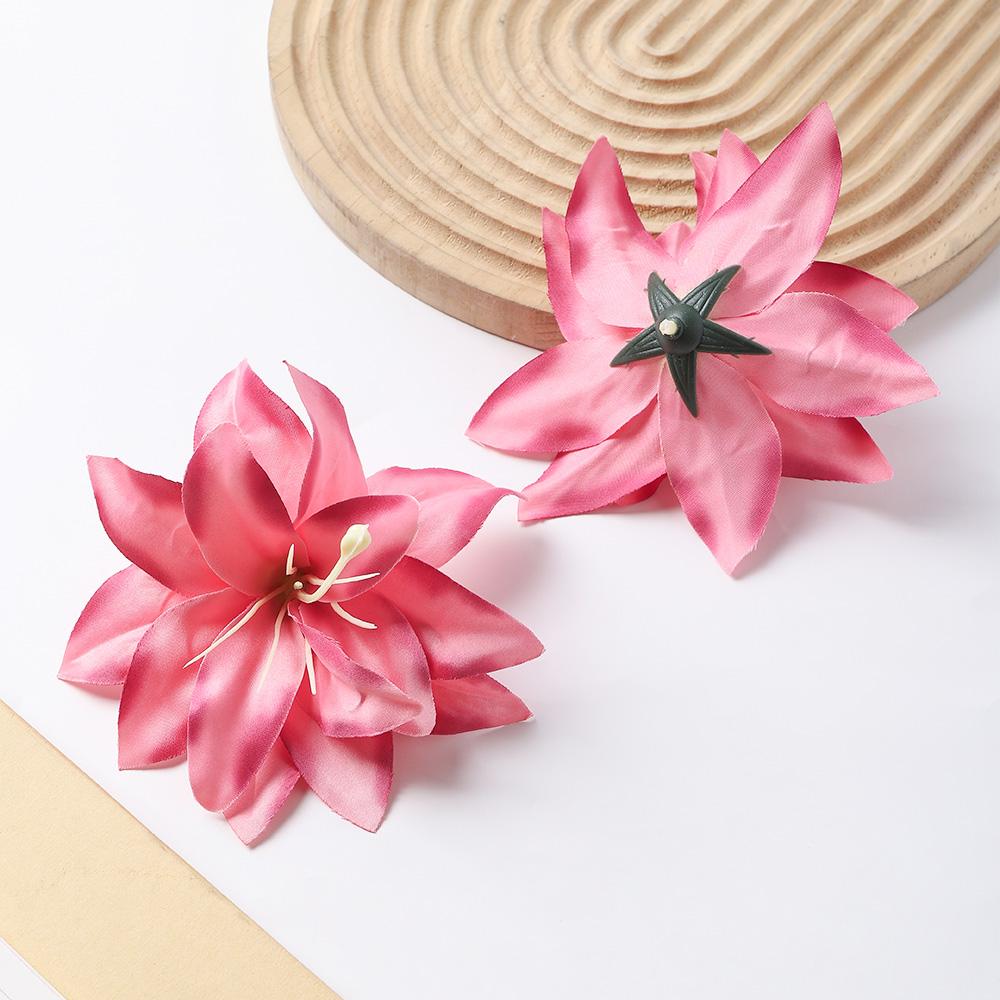 5/10Pcs Lily Artificial Flower Heads Hawaiian Silk Flower for Home Decoration Beach Holiday Wedding Girl Hair Accessories Decor