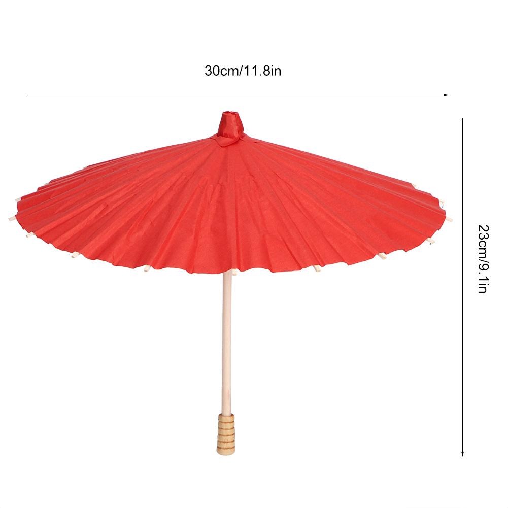 White Blank Paper Umbrella Colorful Oil Paper Umbrella for Kids DIY Painting Craft(Red)