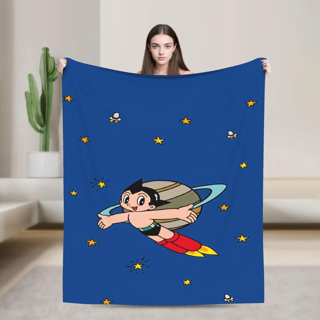 Super Soft BlanketChild Camping Astro Boy Anime Throw Blanket Flannel Bedspread For Bedroom Pattern Sofa Bed Cover