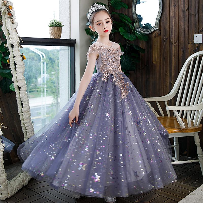 2025 Summer New Style Girls' Puffy Yarn Fashionable Wedding Runway Host Formal Dress
