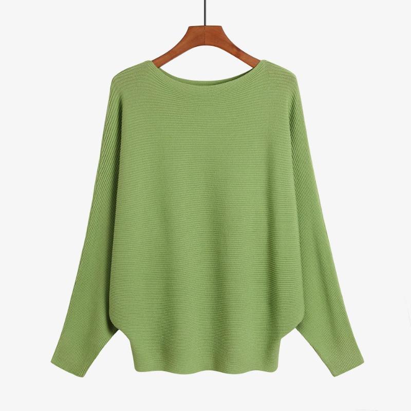 Loose Casual Fashion Bat Long Sleeve Women Sweater Solid Color Pullover Autumn Winter Knitted Tops Elegant Simple Sweaters Basic Clothing