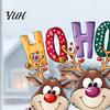 Christmas Scene Settings Static Cling Window Stickers, Cartoon Reindeer HOHOHO Art Glass Decals, Reusable Film Festive Holiday Decor for Home Windows