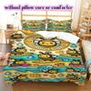 Cute animals surfing Pattern Bedding,Quilt Set Quilt Cover Pillowcase Home Birthday Gift (1*duvet cover+2*pillowcase,without core)