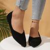 Large size pointed flat bottom shallow mouth single shoes women's new four-season suede flat heel work ladyshoes