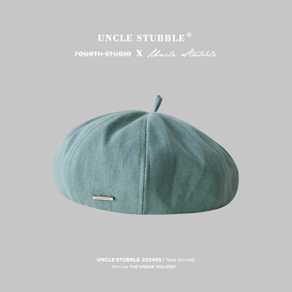 

Vintage Korean Stylish Pumpkin Beret Hat For Women Adjustable Denim 2024 Cap світло-синій колір