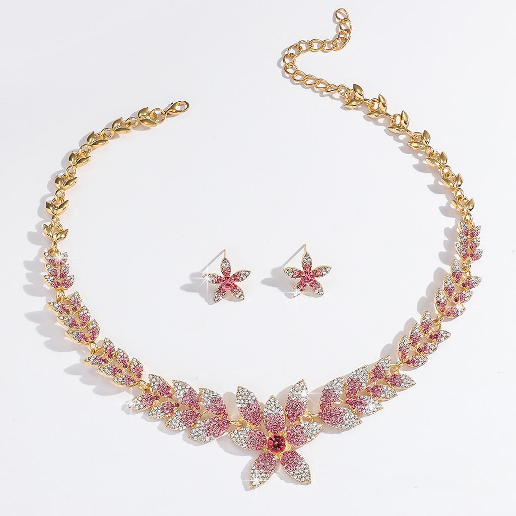 Fashion Full Diamond Necklace Earring Set Bridal Wedding Dress Dinner Accessory Accessories For Women'S Holiday Wear