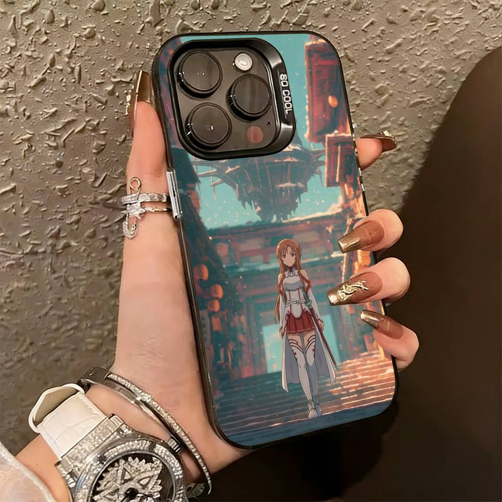 Asuna Yuuki Anime Phone Case For iPhone 17,16,15,14,13,12,11 Plus,Pro Max,XS,Colorful Silver Black Cover