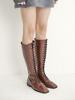 Nontheless Lace-Up Knee-High Flat Boots / Brown
