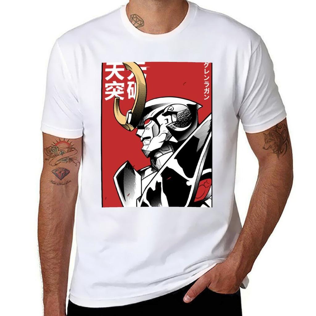 Tengen Toppa Gurren Lagann Red T-Shirt black cotton t-shirt plain for man package funny t shirts cotton T-Shirt