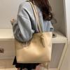 Large Capacity Tote Bag for Women New Style College Students' Class Bag Fashionable Simple Temperament Shoulder Bag Solid Color Armpit Bag