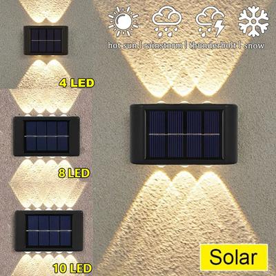 LED solární nástěnná lampa Venkovní vodotěsné nahoru a dolů světelné osvětlení pro zahradní plot dekorace Sluneční světlo