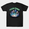 Men Black Print T-shirt Pizza Power No-Cut Transfer Paper Print Cotton Tshirt