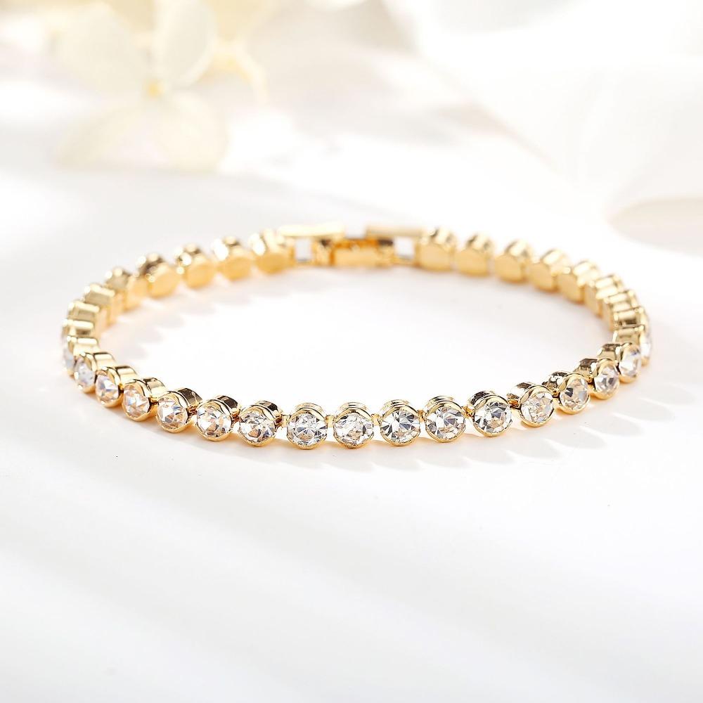 DIEZI Korean Luxury Crystal Bracelet For Women Wedding Gift Gold Silver Color Metal Roman Chain Bracelets Bangles Jewelry