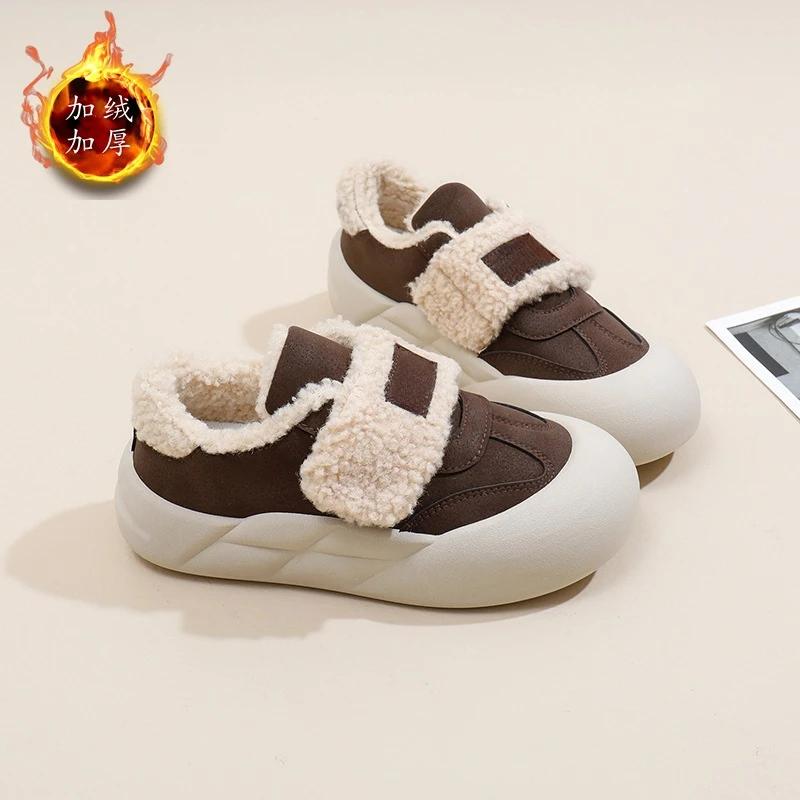 2024 Winter New Thick Soled Board Shoes Female Niche Thick Warm Casual Women's Shoes