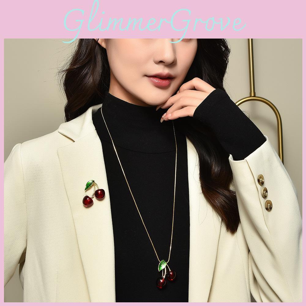 Chic Snake Chain Cherry Necklace For Women Featuring Stunning Artificial Gemstone