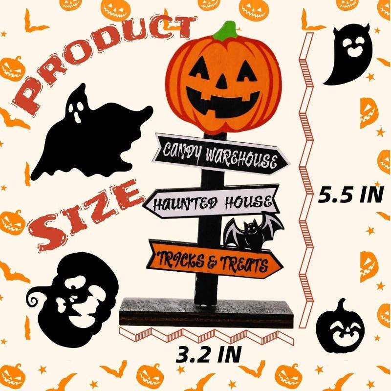 1Pcs Wooden Halloween Decorations Table Pumpkin Ghost Table Centerpiece Ornament for Home Decor Indoor Outdoor Party Accessory