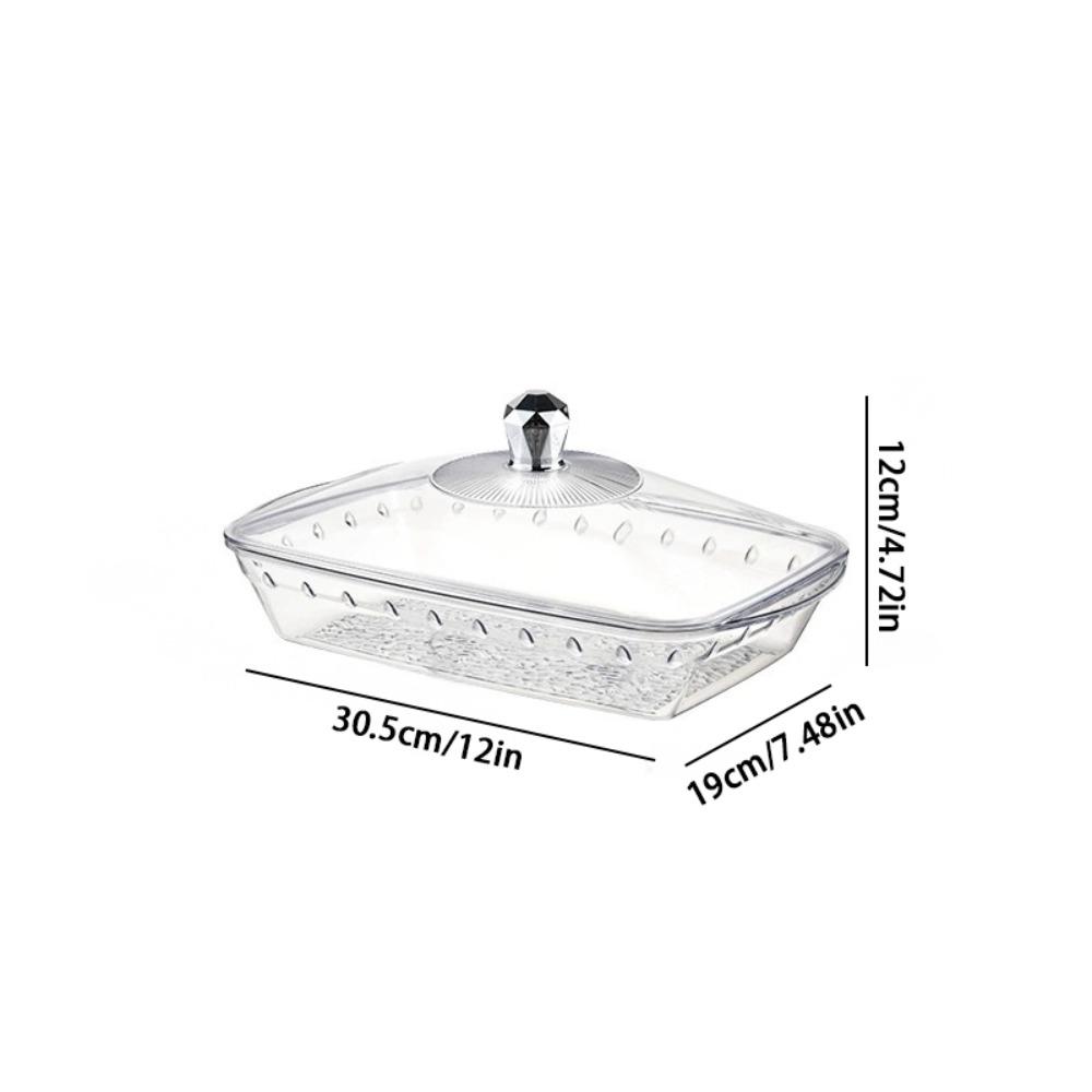 Transparent Buffet Food Tray Drop-proof Large Capacity Fruit Tray with Lid Food Storage Organizer