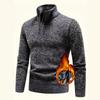 Autumn Winter Men Knitted Pullover Half Zip Stand Collar Long Sleeve Ribbed Cuff Slim Fit Warm Daily Office Business Casual Men Sweater Jumper